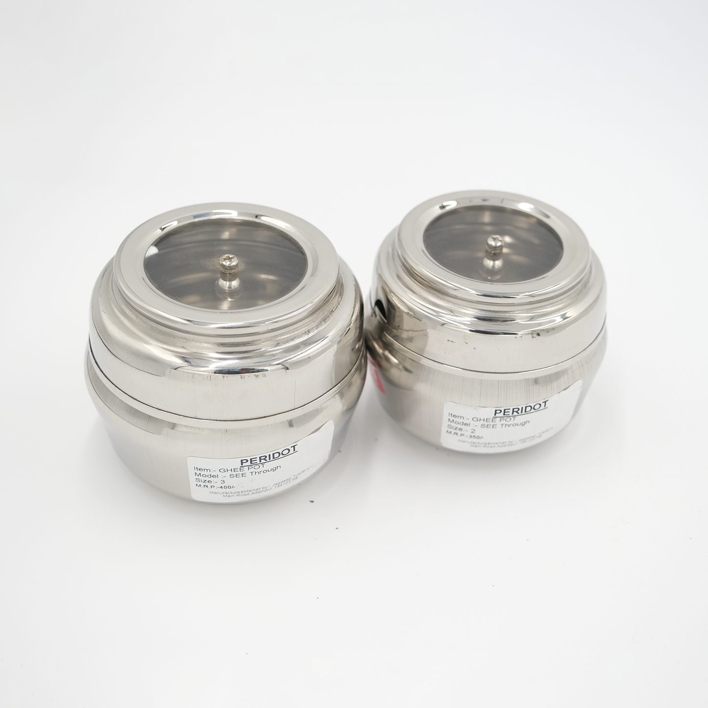 Stainless Steel See Through Ghee Pot with spoon