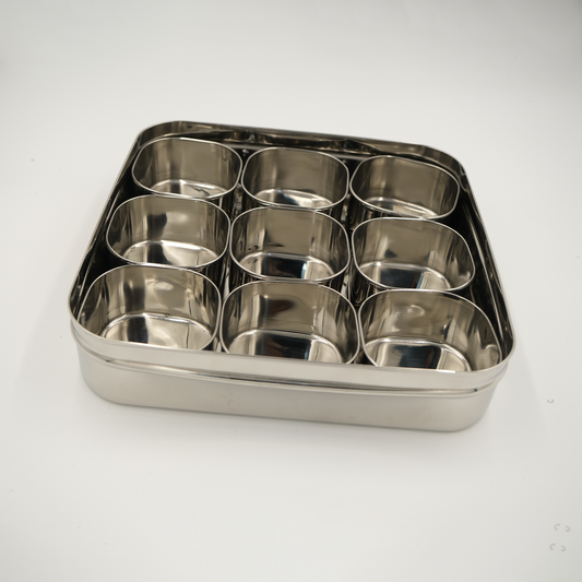 Stainless Steel Masala Box 9 compartments